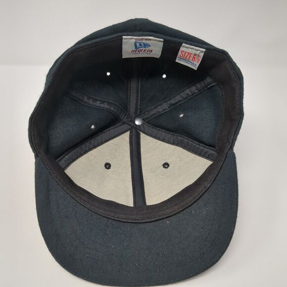 New Era Fitted Hat Black 6 7/8 Solid Blank 6 Panel Vent Holes Outdoor - Picture 6 of 8
